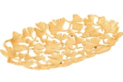 Dekorative Schale GINKGO LEAFS 50cm gold handmade Metall