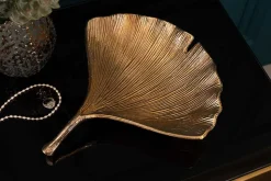 Dekorative Schale GINKGO 35cm gold handmade Metall
