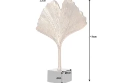 Dekorative Skulptur GINKGO LEAF 44cm gold handmade Metall mit Marmorsockel