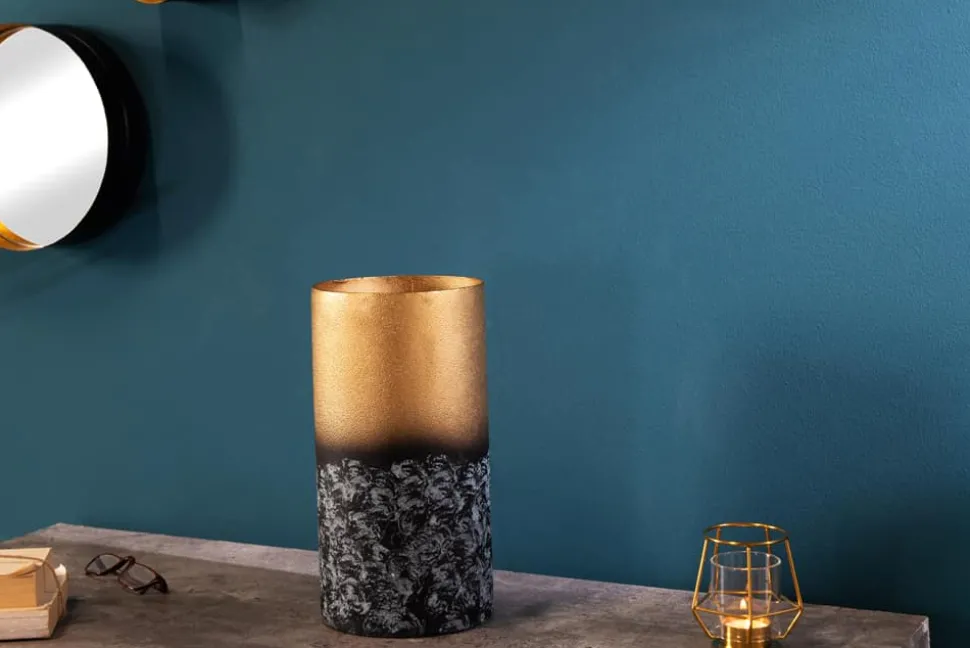 Dekorative Vase ABSTRACT 30cm gold Metall Patina handmade