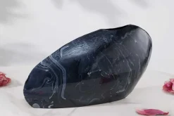 Dekorative Vase STONE 40cm schwarz marmoriert Handarbeit Retro Design