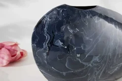 Dekorative Vase STONE 40cm schwarz marmoriert Handarbeit Retro Design