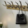 Dekorative Wandgarderobe DEER 50cm messing Metall Hirschgeweih Kleiderhaken