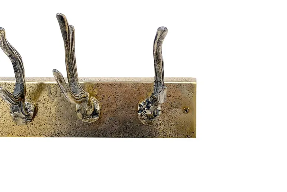 Dekorative Wandgarderobe DEER 50cm messing Metall Hirschgeweih Kleiderhaken