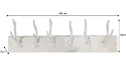 Dekorative Wandgarderobe DEER 50cm silber Aluminium poliert Hirschgeweih Kleiderhaken