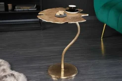 Dekorativer Beistelltisch GINKGO LEAF 55cm gold handmade Metall
