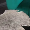 Dekorativer Beistelltisch GINKGO LEAF 55cm silber handmade Metall