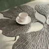 Dekorativer Couchtisch GINKGO LEAFS 75cm silber handmade Metall