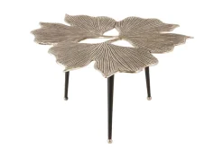Dekorativer Couchtisch GINKGO LEAFS 75cm silber handmade Metall
