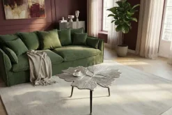 Dekorativer Couchtisch GINKGO LEAFS 75cm silber handmade Metall