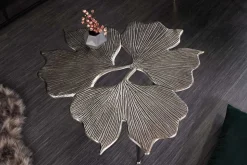 Dekorativer Couchtisch GINKGO LEAFS 75cm silber handmade Metall