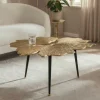Dekorativer Couchtisch GINKGO LEAFS 75cm gold handmade Metall