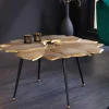 Dekorativer Couchtisch GINKGO 95cm gold schwarz handmade Metall