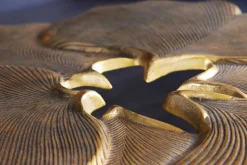 Dekorativer Couchtisch GINKGO 95cm gold schwarz handmade Metall