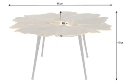 Dekorativer Couchtisch GINKGO 95cm gold schwarz handmade Metall