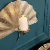 Dekorativer Kerzenhalter GINKGO 44cm silber handmade Metall Wandteelicht