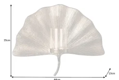Dekorativer Kerzenhalter GINKGO 44cm silber handmade Metall Wandteelicht