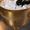 Dekorativer Sektkühler CHAMPAGNE 80cm antik gold handmade Metall Flaschenkühler