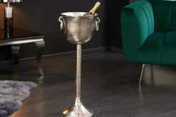 Dekorativer Sektkühler CHAMPAGNE 80cm antik silber handmade Metall Flaschenkühler