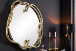 Dekorativer Spiegel SNAKE L 50cm gold Metall Schlangen-Skulptur