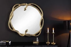 Dekorativer Spiegel SNAKE L 50cm gold Metall Schlangen-Skulptur