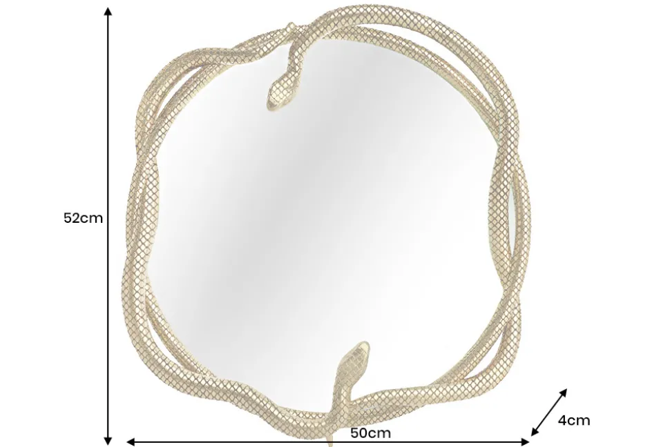 Dekorativer Spiegel SNAKE L 50cm gold Metall Schlangen-Skulptur