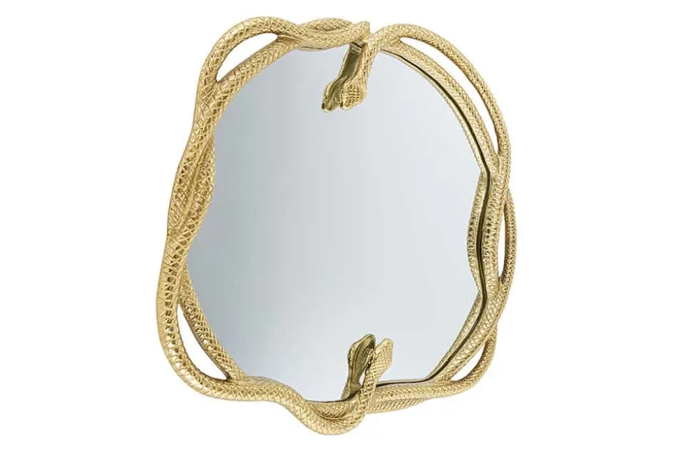 Dekorativer Spiegel SNAKE L 50cm gold Metall Schlangen-Skulptur