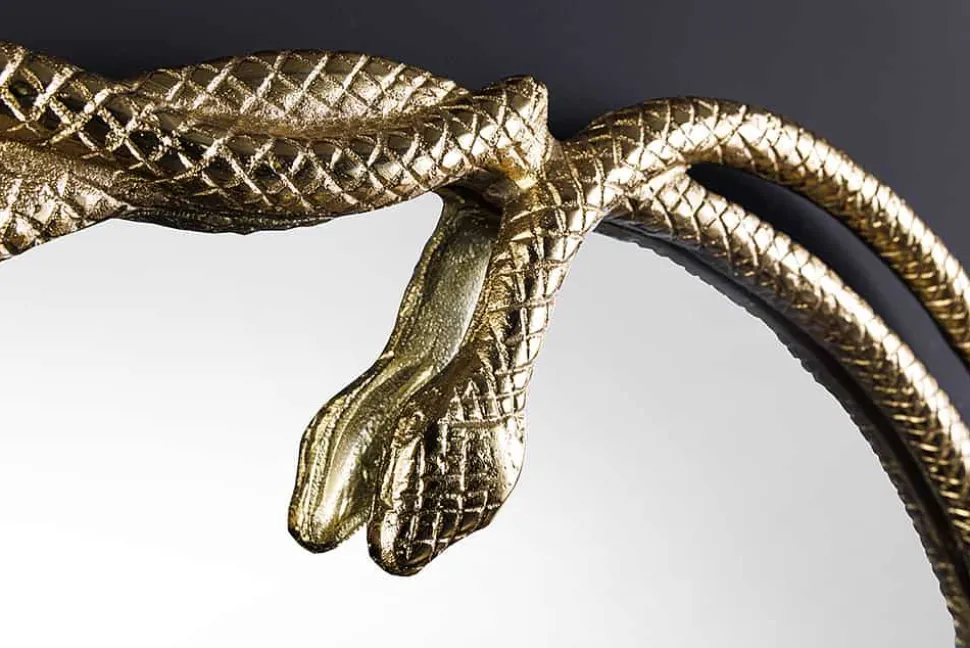 Dekorativer Spiegel SNAKE L 50cm gold Metall Schlangen-Skulptur