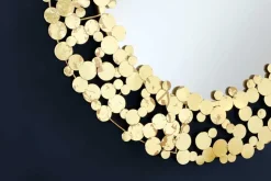 Dekorativer Wandspiegel COINS 80cm XL antik gold rund aus Metall handmade