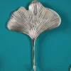 Dekoratives Kleiderhaken 3er Set GINKGO 30cm silber handmade Metall