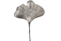 Dekoratives Kleiderhaken 3er Set GINKGO 30cm silber handmade Metall