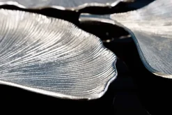 Dekoratives Schalen 3er Set GINKGO 30cm silber handmade Metall