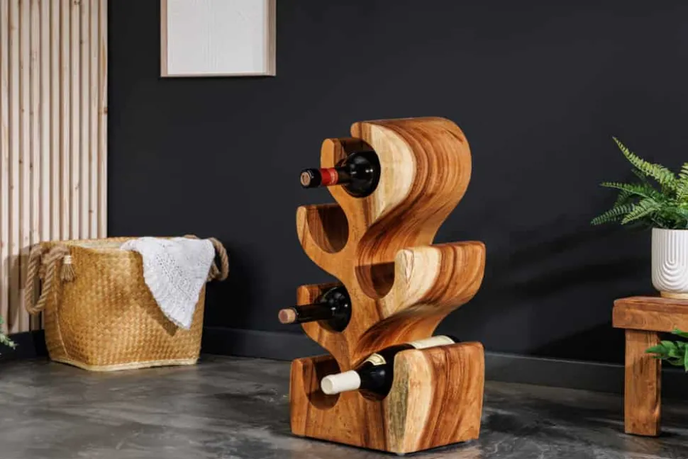 Dekoratives Weinregal ARTE 50cm natur Suarholz handmade Flaschenhalter
