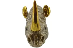 Deko-Wandfigur RHINO 40cm gold handmade Nashorn-Skulptur