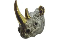 Deko-Wandfigur RHINO 60cm gold handmade Nashorn-Skulptur