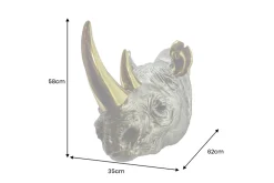 Deko-Wandfigur RHINO 60cm gold handmade Nashorn-Skulptur
