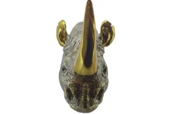 Deko-Wandfigur RHINO 60cm gold handmade Nashorn-Skulptur