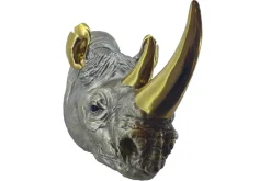 Deko-Wandfigur RHINO 60cm gold handmade Nashorn-Skulptur