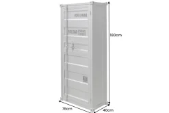 Design Aktenschrank GLOBETROTTER 180cm grau Eisen Container Upcycling Highboard