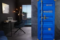 Design Aktenschrank GLOBETROTTER 180cm blau Eisen Container Upcycling Industrial