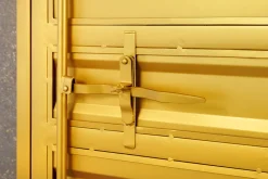 Design Aktenschrank GLOBETROTTER 180cm gold Eisen Container Upcycling Highboard