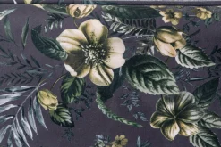 Design Bank PRÊT-À-PORTER grau Samt florales Muster und goldene Fußkappen
