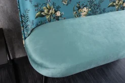 Design Bank PRÊT-À-PORTER türkis Samt florales Muster und goldene Fußkappen