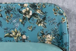 Design Bank PRÊT-À-PORTER türkis Samt florales Muster und goldene Fußkappen