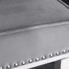 Design Barhocker CASTLE DELUXE grau Samt silber Edelstahl mit Lehne Chesterfield