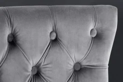 Design Barhocker CASTLE DELUXE grau Samt silber Edelstahl mit Lehne Chesterfield