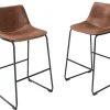 Design Barhocker DJANGO vintage braun Microfaser mit Lehne Eisengestell schwarz
