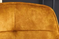 Design Barhocker EUPHORIA senfgelb Samt schwarze Metallbeine Barstuhl mit Lehne