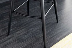 Design Barhocker EUPHORIA senfgelb Samt schwarze Metallbeine Barstuhl mit Lehne