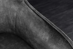 Design Barhocker EUPHORIA grau Samt schwarze Metallbeine Barstuhl mit Lehne